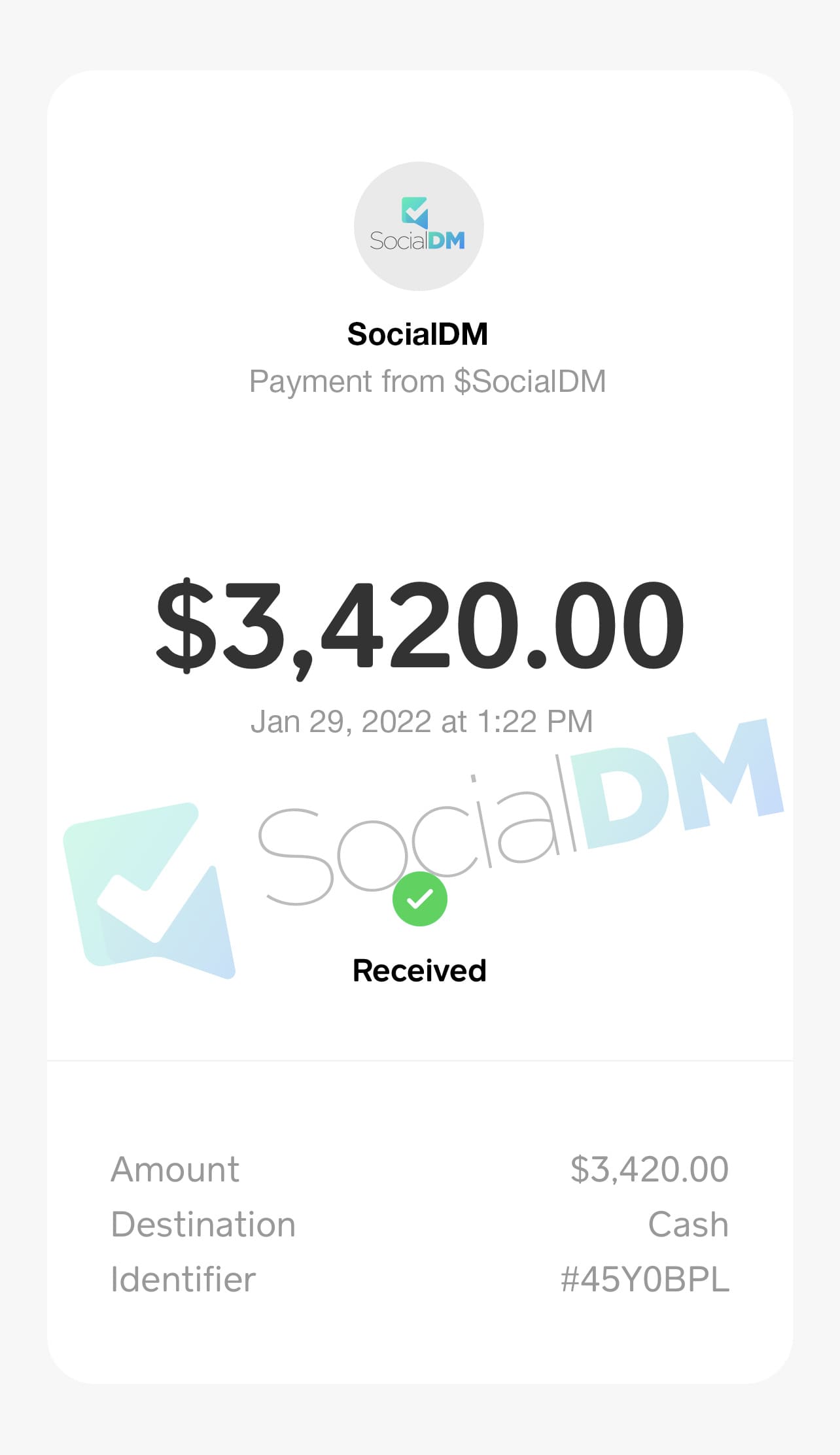 SocialDM Payment Proofs